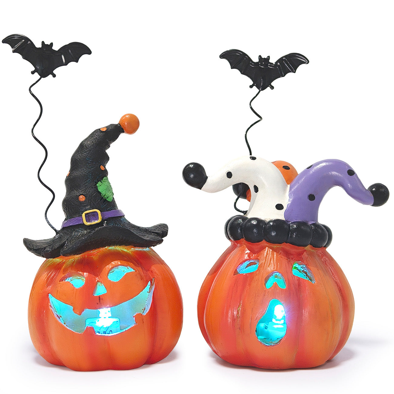 Halloween Pumpkin Clown with Bats | Multi-Color LED Light Up Decoration for Spooky Party & Home Decor