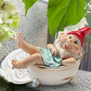 Hodao Bath Tub Gnome Relaxing Gnome Garden Sculpture