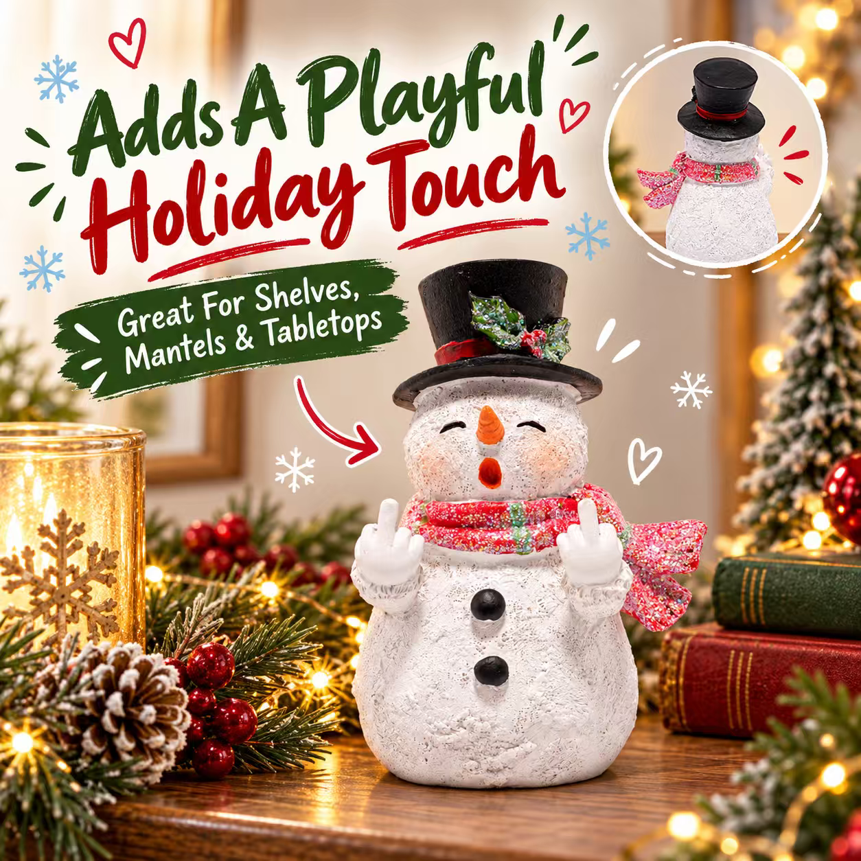 Hodao Funny Snowman Figurine – Whimsical Winter & Year-Round Home Decor
