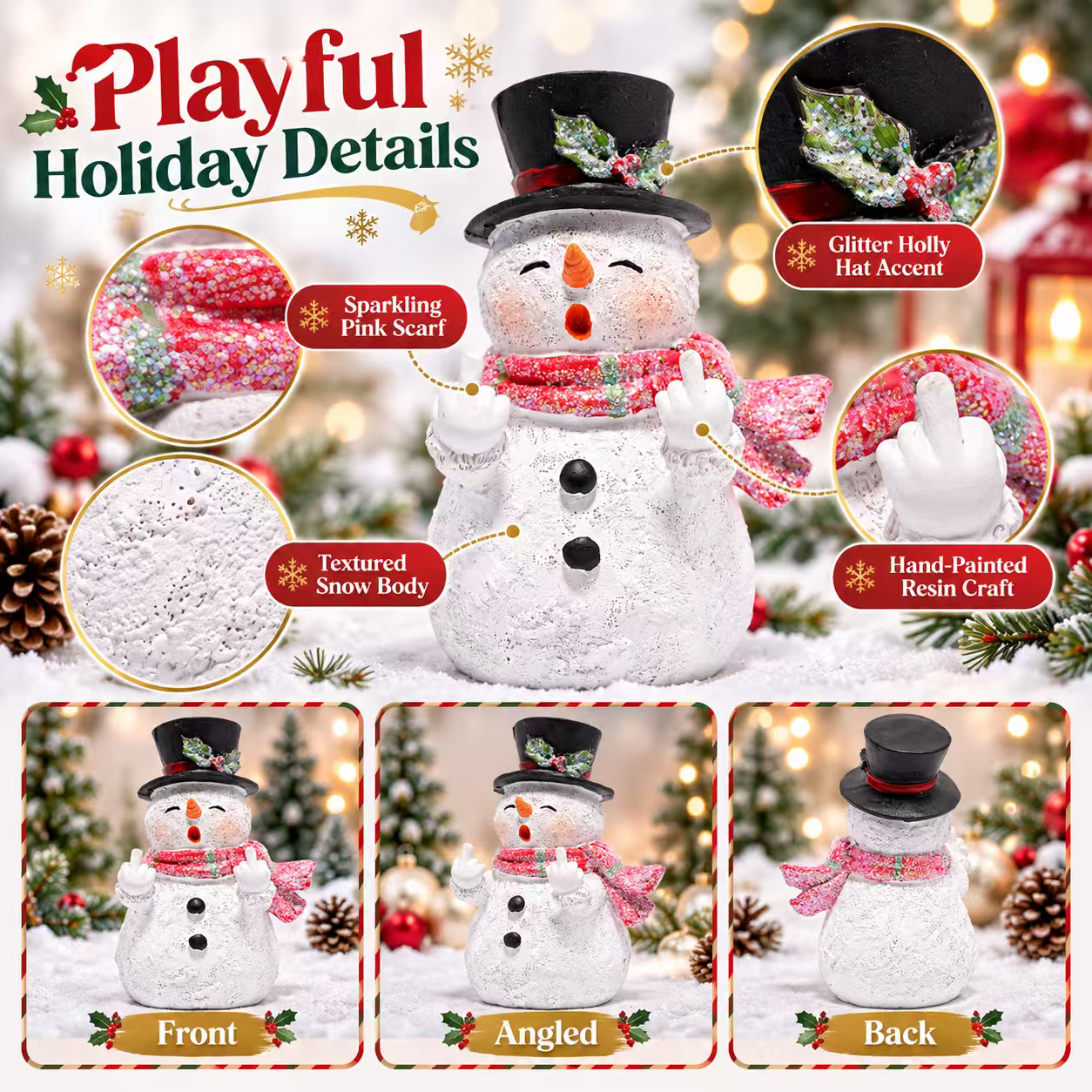 Hodao Funny Snowman Figurine – Whimsical Winter & Year-Round Home Decor