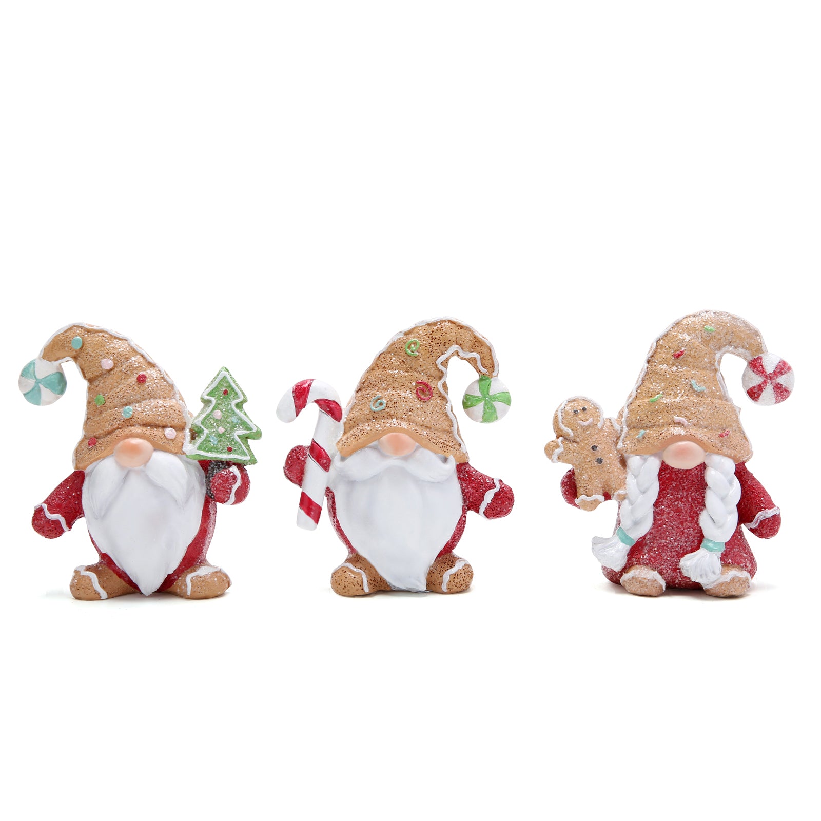 Hodao Christmas Gingerbread Gnomes Trio Decorations for Home