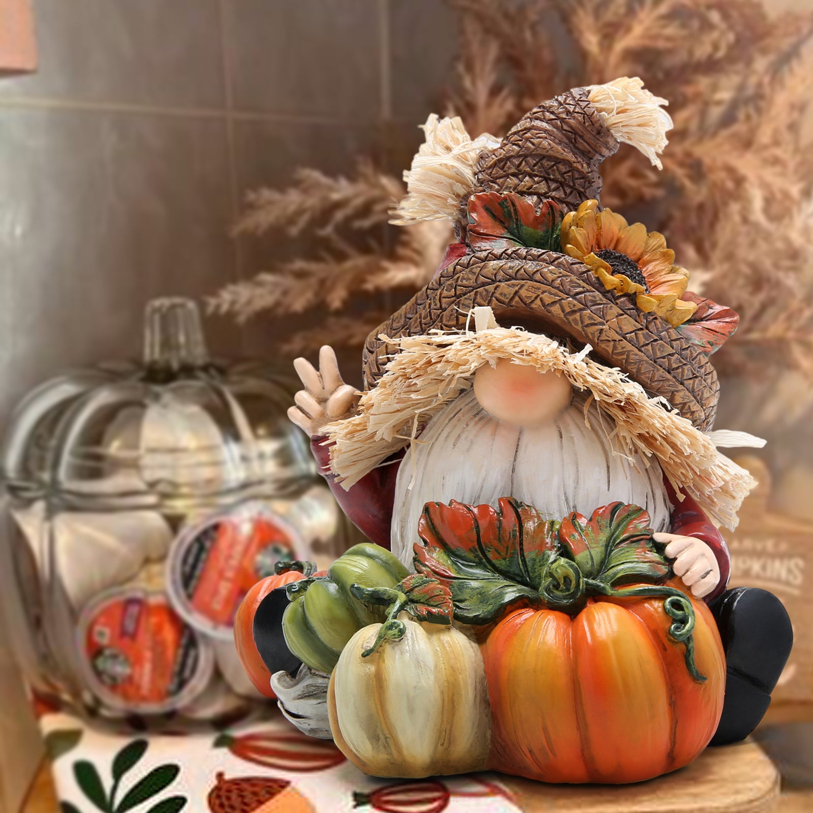 Hodao Fall Thanksgiving Pumpkin Gnomes Decorations Handmade Swedish Tomte Gnomes Elf for Fall Thanksgiving Decor Gift - Fall Thanksgiving Party Home Gnomes Decor - Thanksgiving Autumn Gift