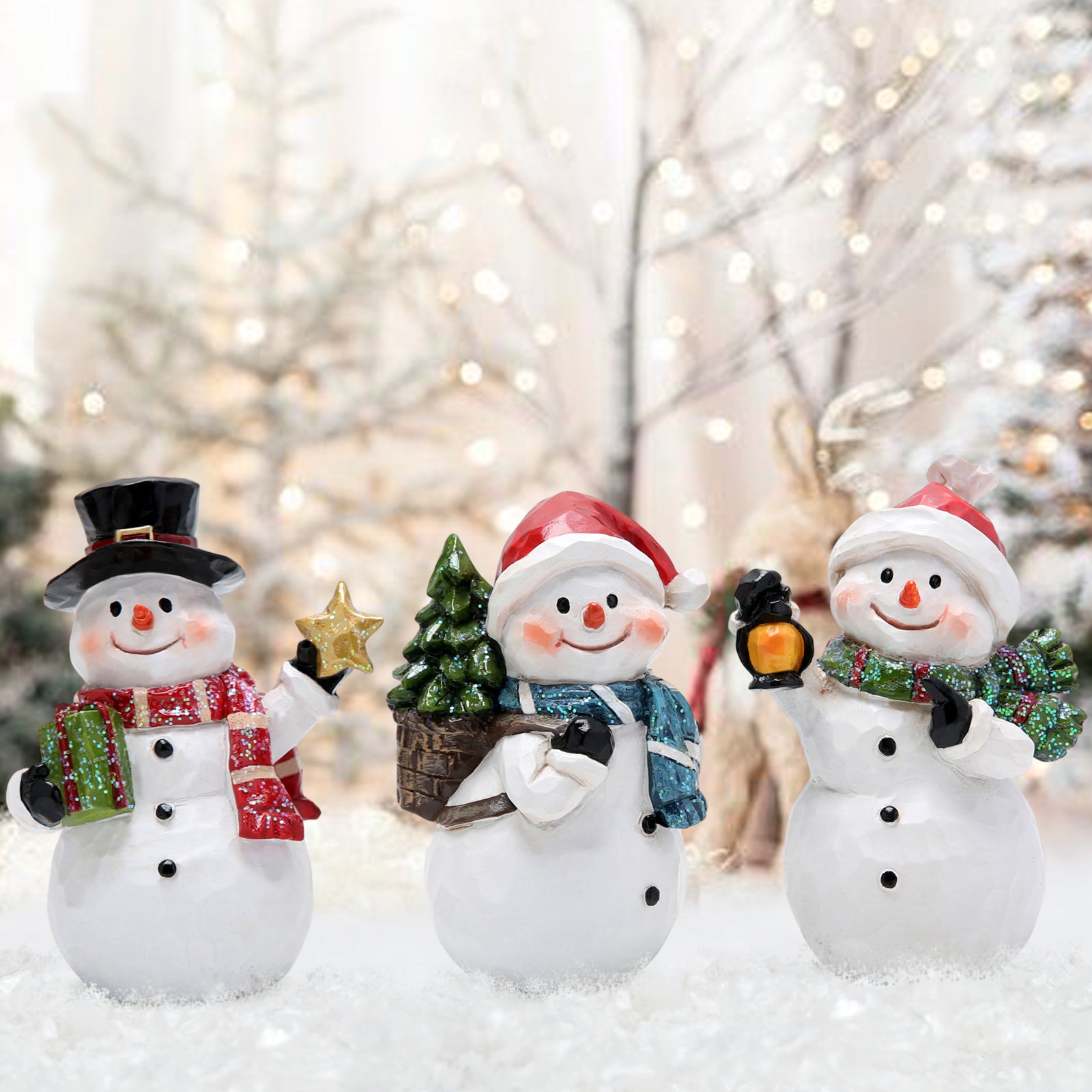 Hodao 3 PCS Christmas Snowman Decorations for Home Xmas Gifts