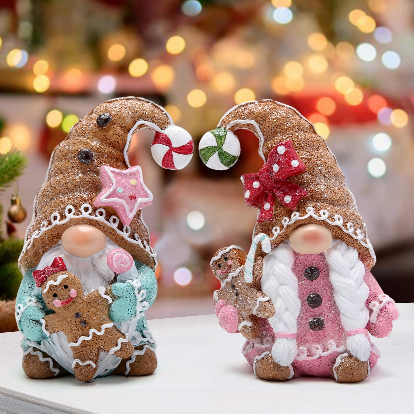 Hodao 2 PCS Christmas Gingerbread Man Gnomes