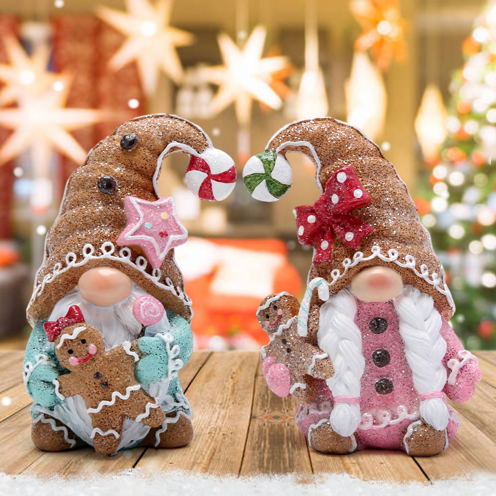 Hodao 2 PCS Christmas Gingerbread Man Gnomes