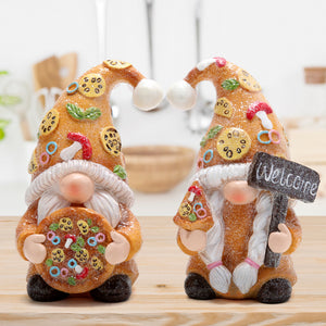 Hodao Pizza Gnomes Figurines Family Party Decor for Home