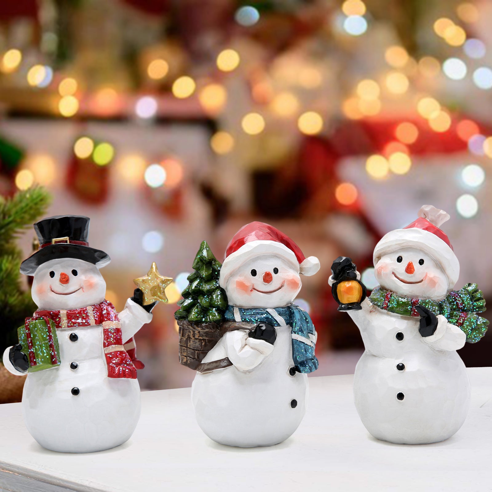 Hodao 3 PCS Christmas Snowman Decorations for Home Xmas Gifts