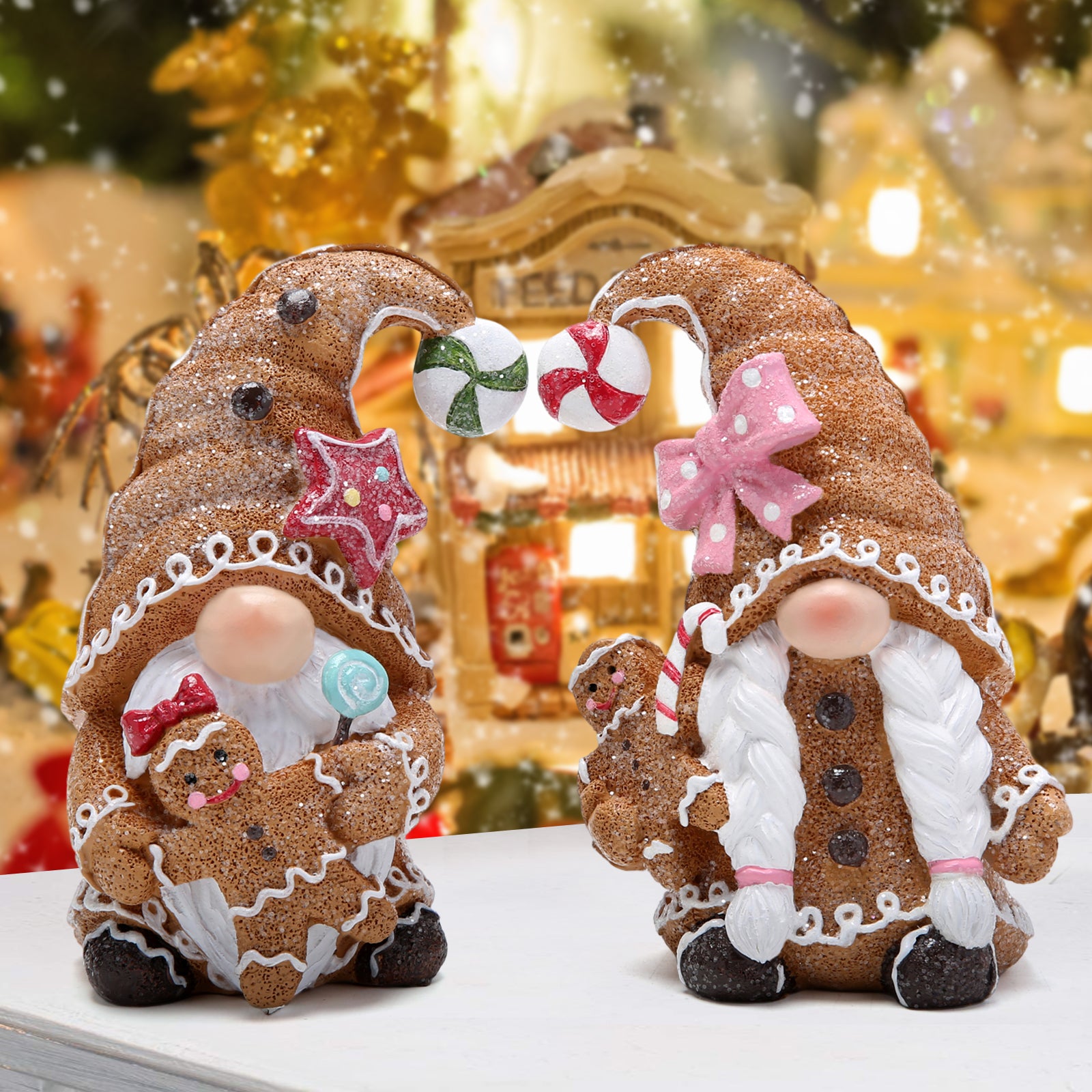 Hodao 2 PCS Christmas Gingerbread Man Gnomes