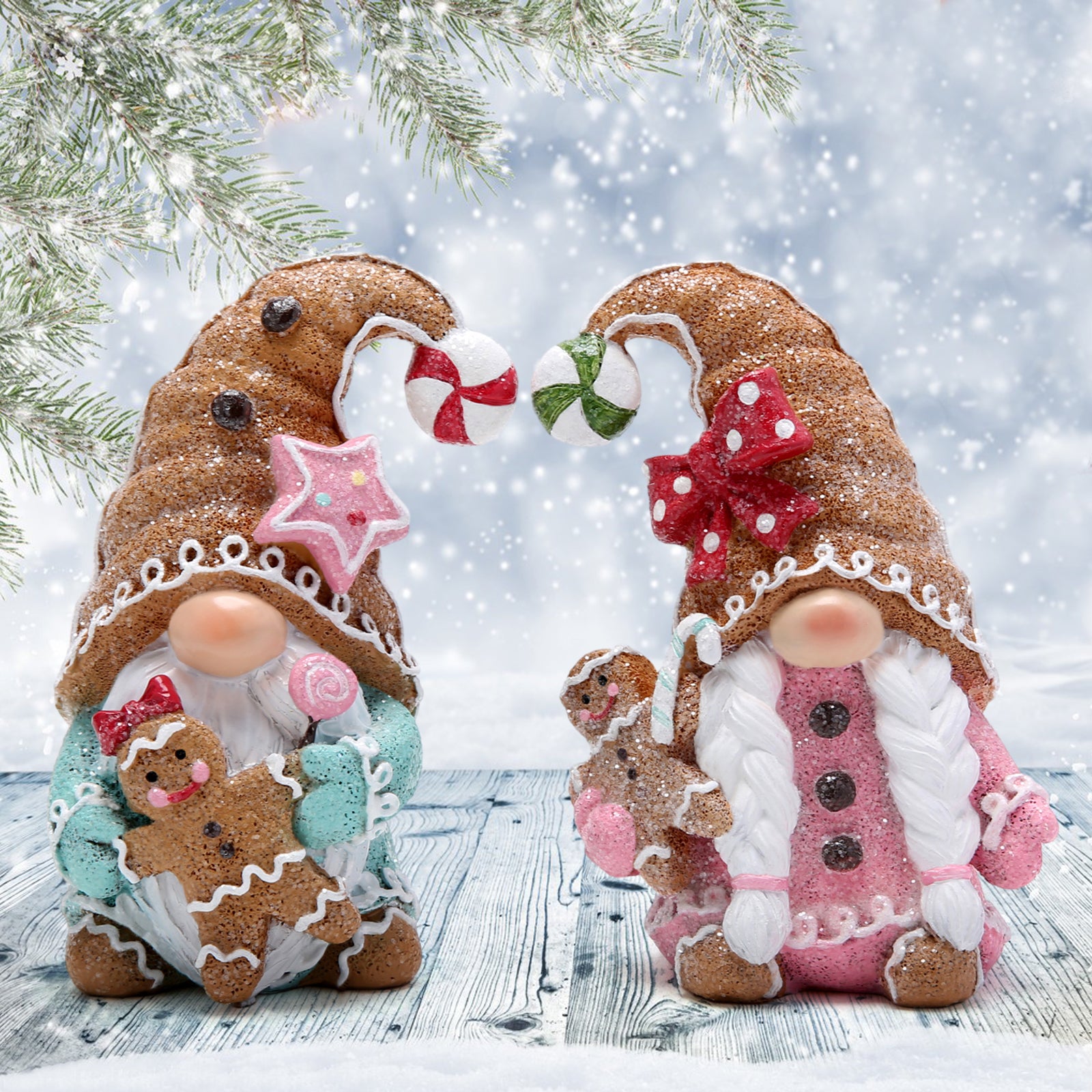 Hodao 2 PCS Christmas Gingerbread Man Gnomes