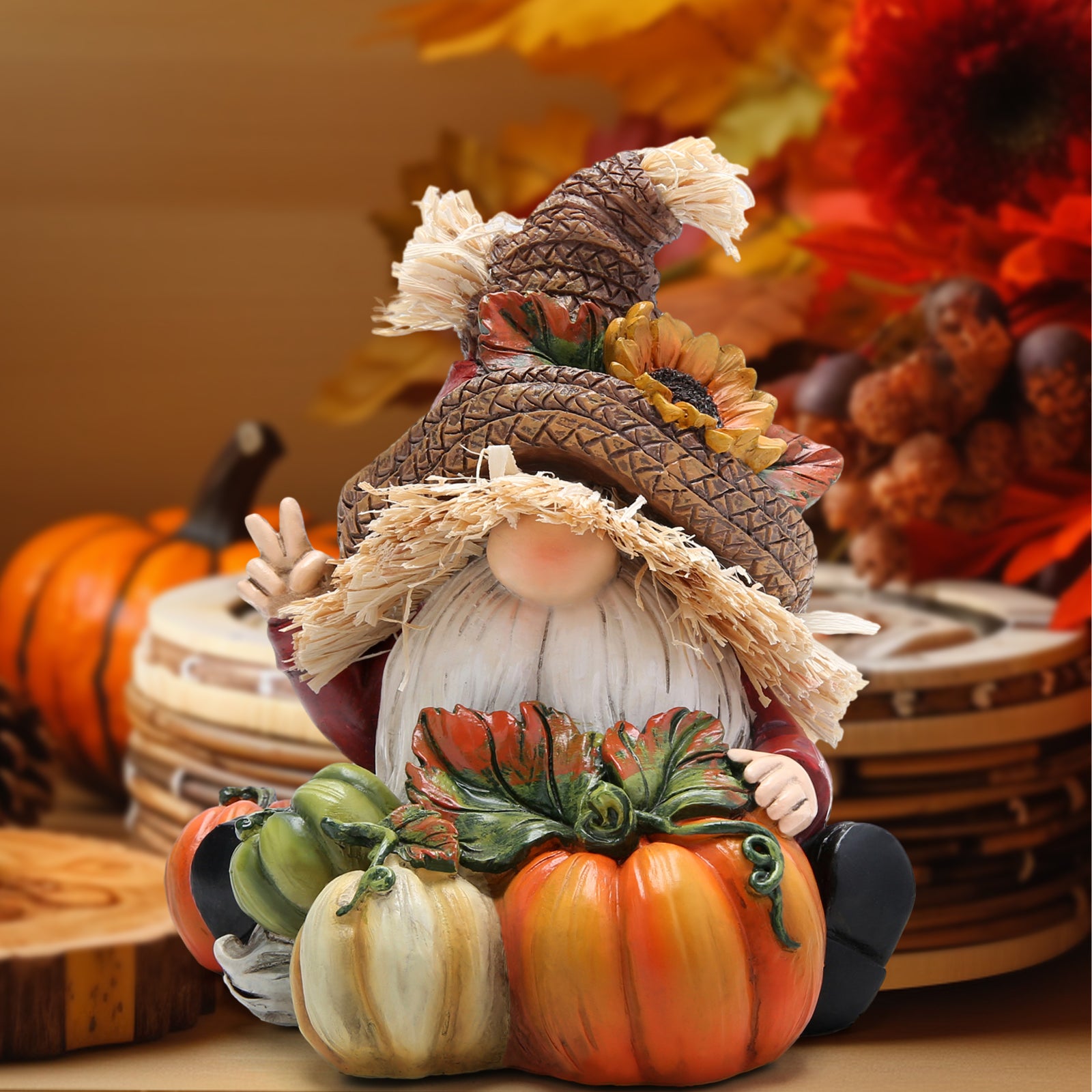 Hodao Fall Thanksgiving Pumpkin Gnomes Decorations Handmade Swedish Tomte Gnomes Elf for Fall Thanksgiving Decor Gift - Fall Thanksgiving Party Home Gnomes Decor - Thanksgiving Autumn Gift