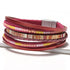 Bohemian Style Multicolored Bracelet with Alloy Magnetic Clasp, Leather Material, Women's Fashion Bangle