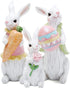 Hodao Easter Bunny Family Figurine Decoration, Pastel Resin Rabbit Statue with Carrot, Easter Egg and Flower, Spring Tabletop Decor for Home Shelf Mantel Gift