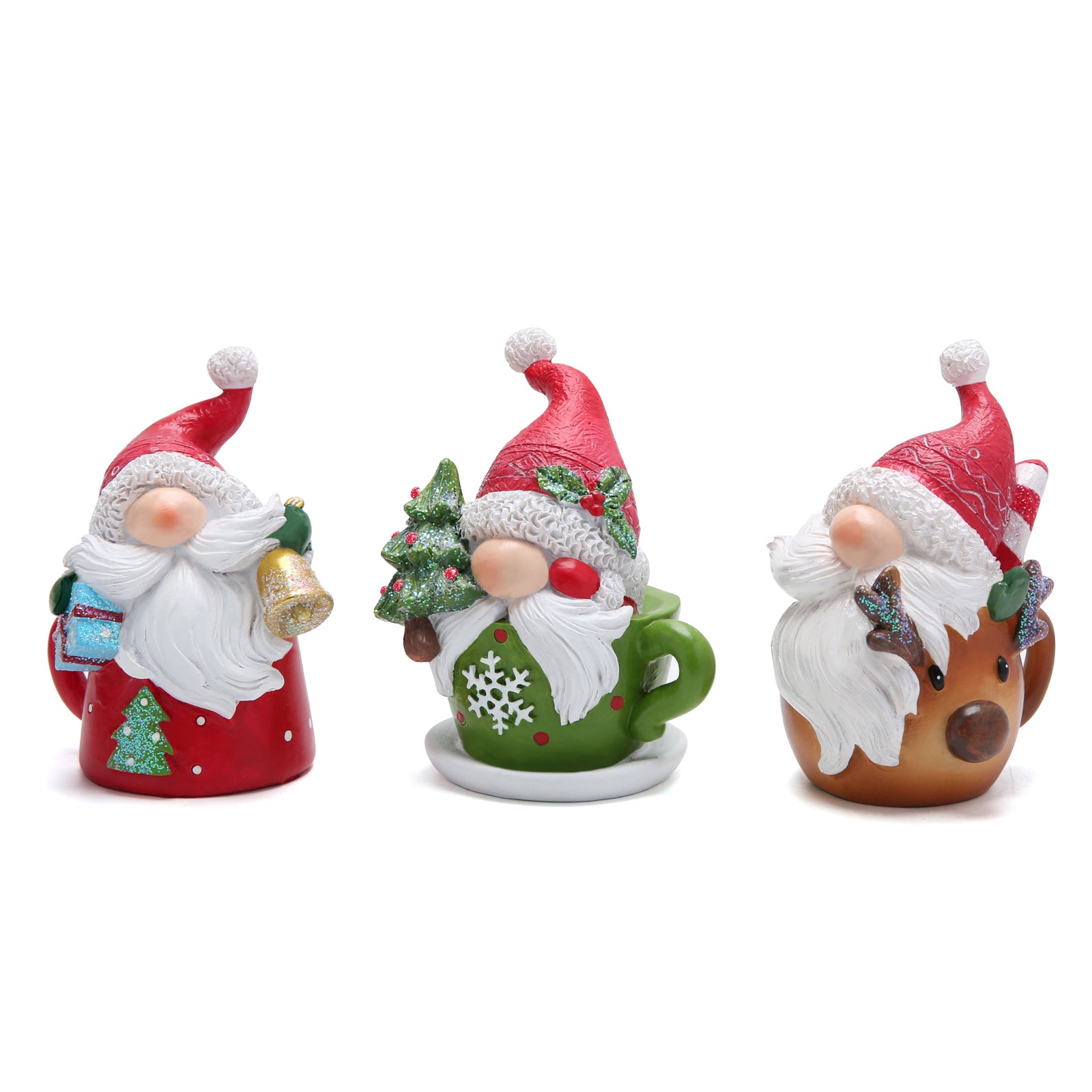 Hodao 3 PCS Teacup Christmas Elves Xmas Gnomes Decorations for Home