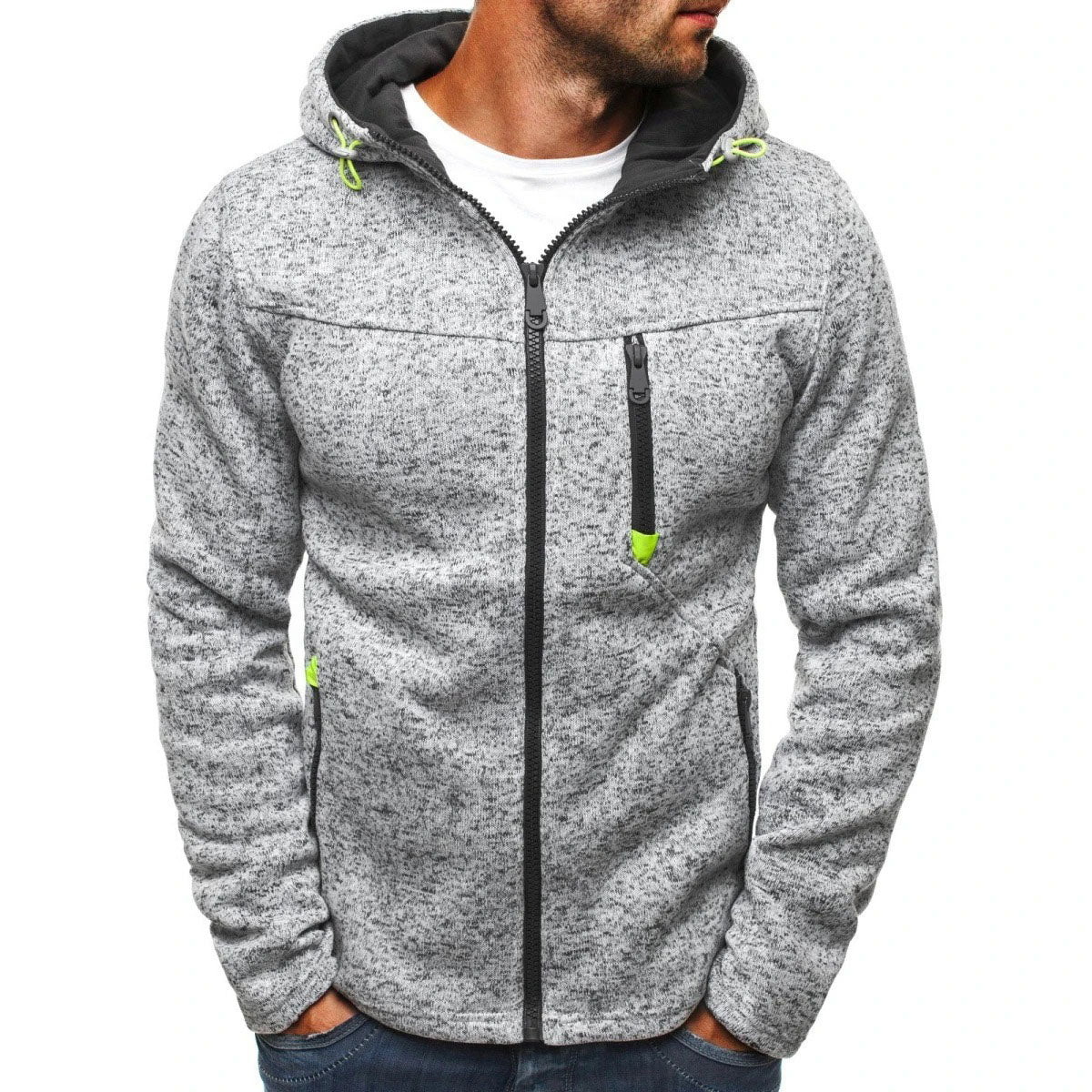 DIOZATIAN Gray S Size Hooded Athletic Jacket Track jackets- Lightweight Breathable Workout Zip-Up Sweatshirt for Men Women