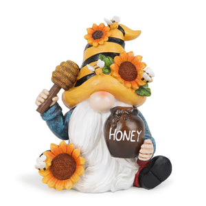 Hodao Honey Bumble Bee Gnomes Sunflower Figurines with Light