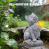 Hodao  Solar Cat Statue with Glowing Butterfly, Outdoor Garden Cat Figurine Decor for Yard Lawn Patio, Resin Solar Animal Sculpture with LED Light for Garden Landscape Decoration