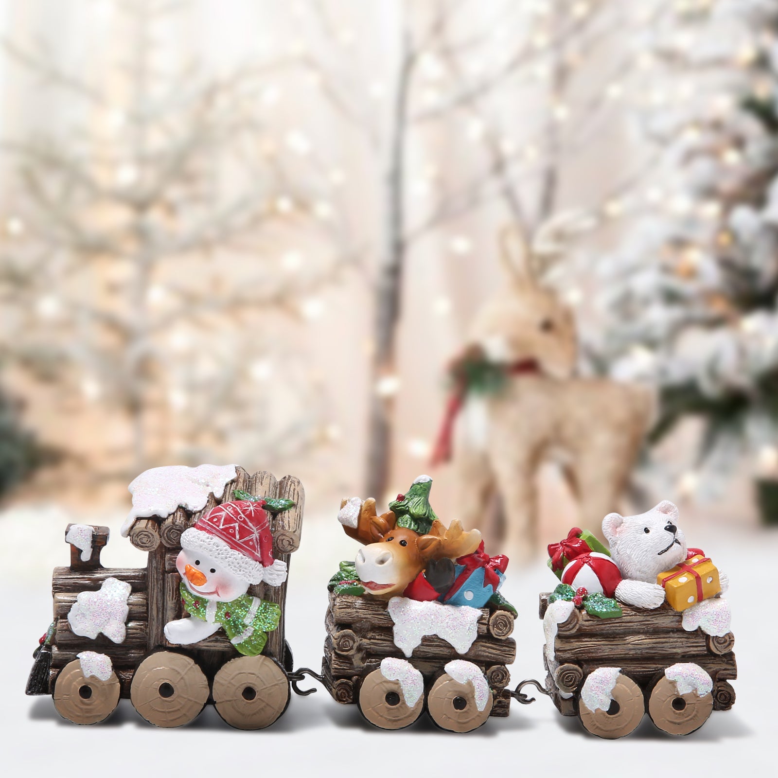 Hodao Christmas Small Train Figurines Decoration Gift Indoor