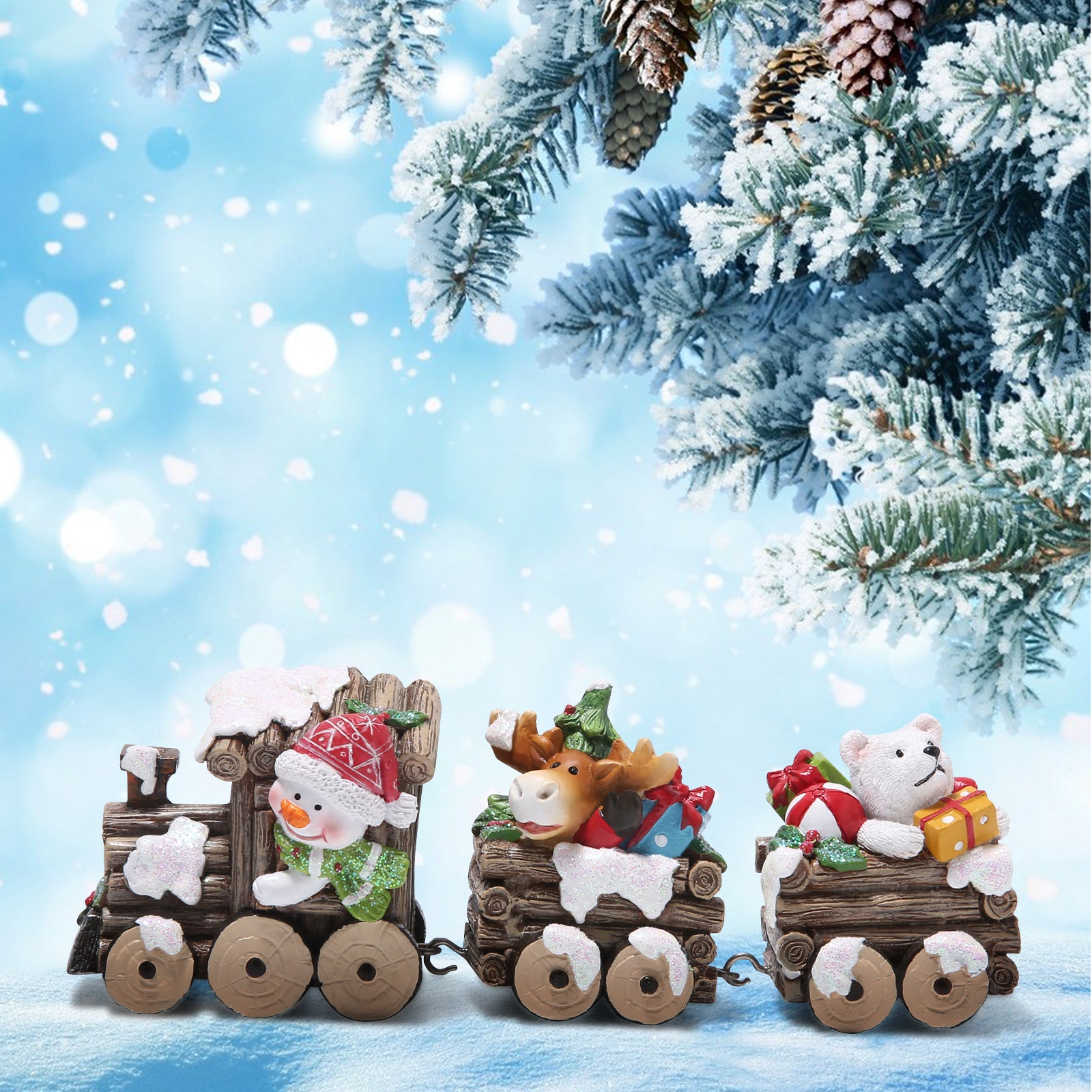 Hodao Christmas Small Train Figurines Decoration Gift Indoor