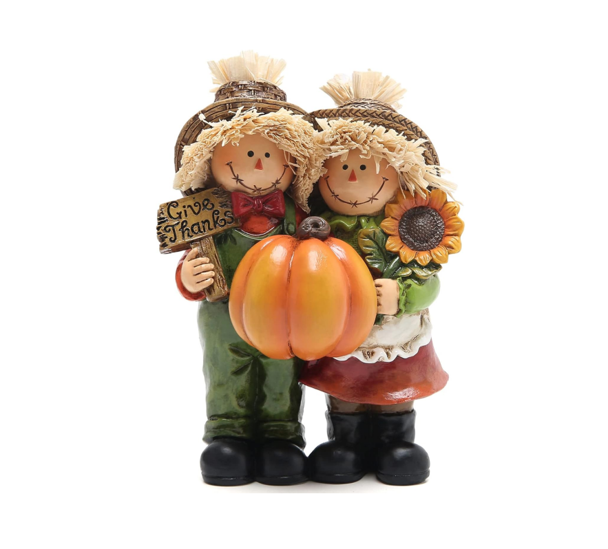 Hodao Fall Thanksgiving Scarecrow Couple Table Decorations