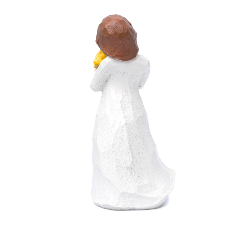 Hodao Warm Embrace Figurine, hand-painted for friends, sunflower lovers, moms & grandmas. (White-Flower)