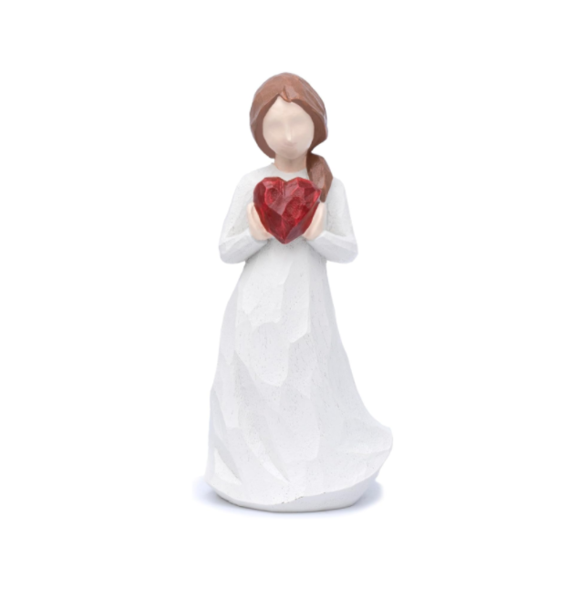 Hodao Warm Heart Figurines, hand-painted angel decor for mom and grandma, spreading hope and love. (White-Heart)