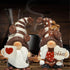 Hodao 2 sculptures of coffee Gnomes-Tomte elves from Sweden decorate bars, homes, gifts