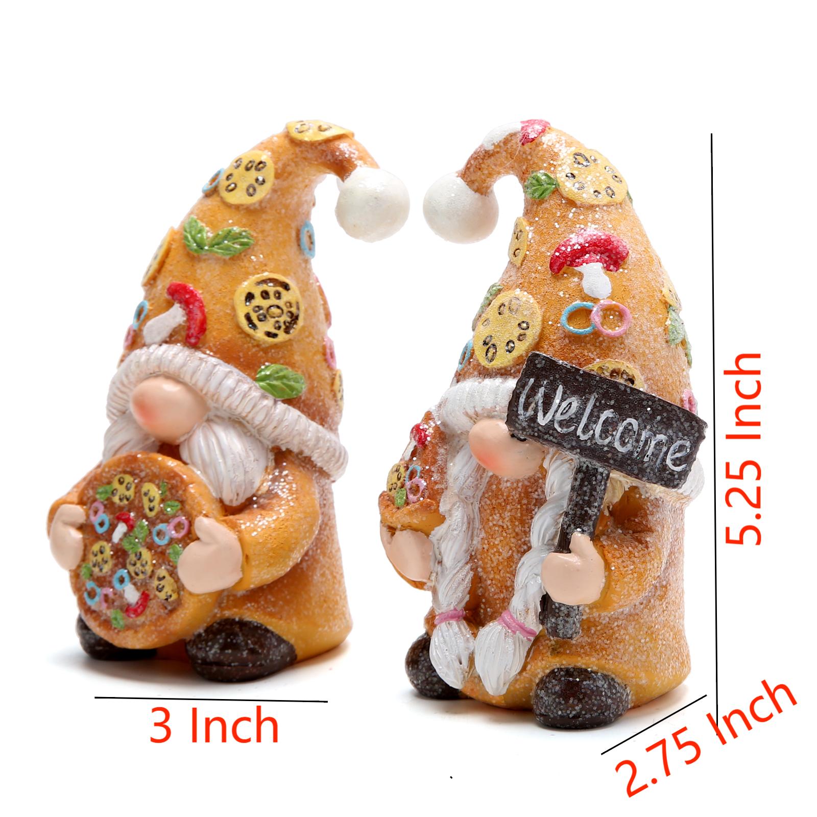 Hodao Pizza Gnomes Figurines Family Party Decor for Home