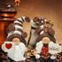 Hodao 2 sculptures of coffee Gnomes-Tomte elves from Sweden decorate bars, homes, gifts