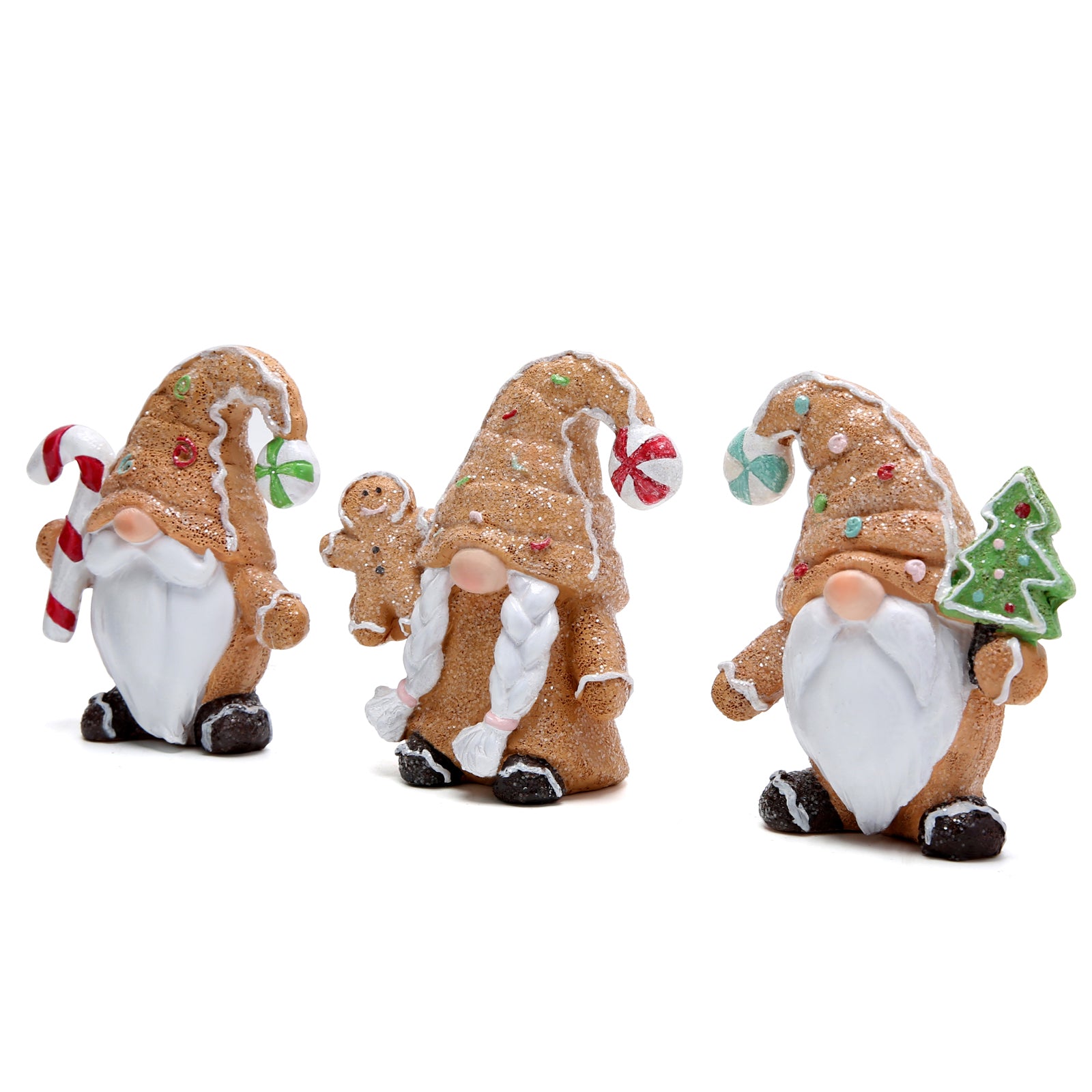 Hodao Christmas Gingerbread Gnomes Trio Decorations for Home