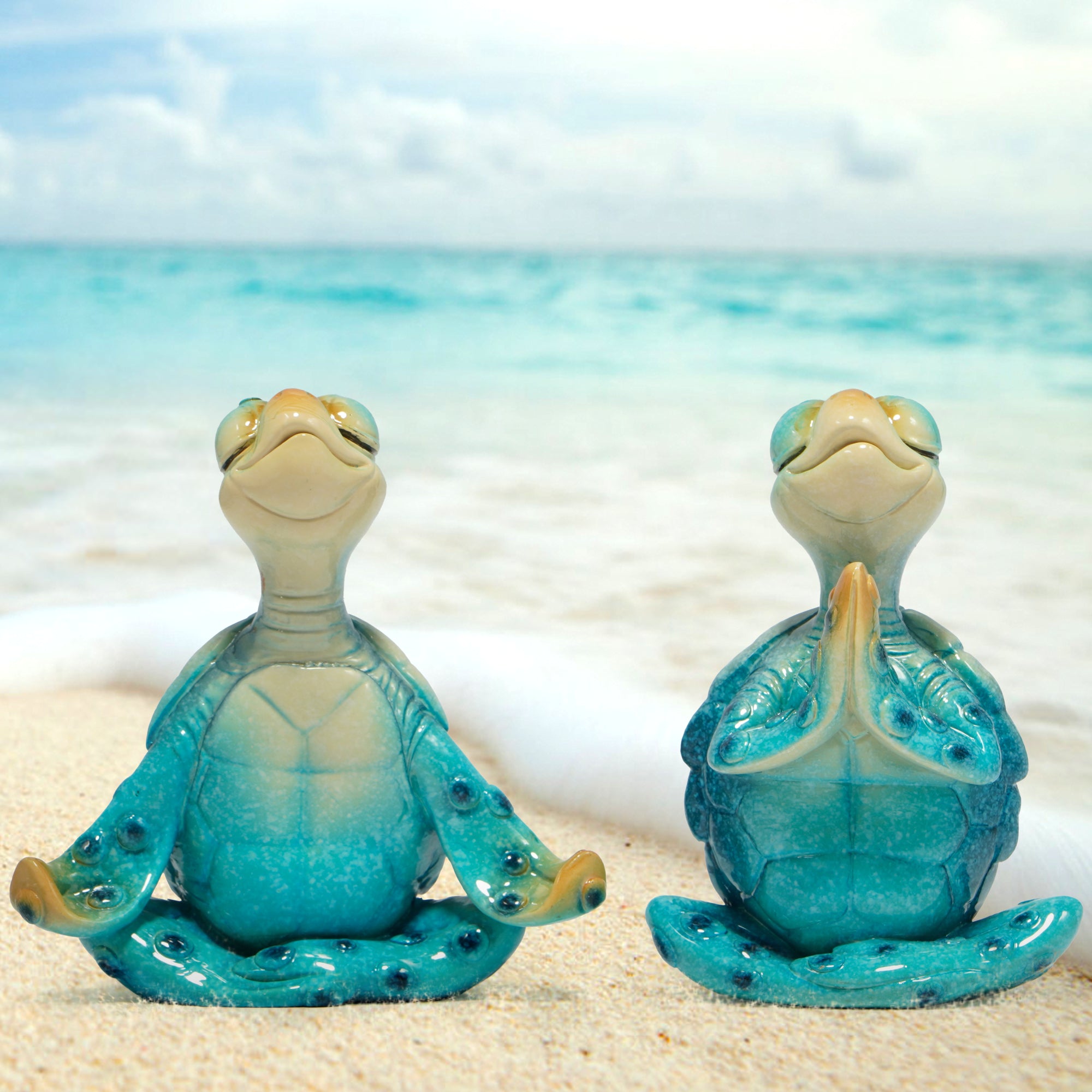 Hodao 2 turtle yoga figurines summer meditation Turtle Art Spring Garden Turtle Art Turtle Yoga figurines for Home Office decorations birthday gifts for moms, Grandmas, and ladies