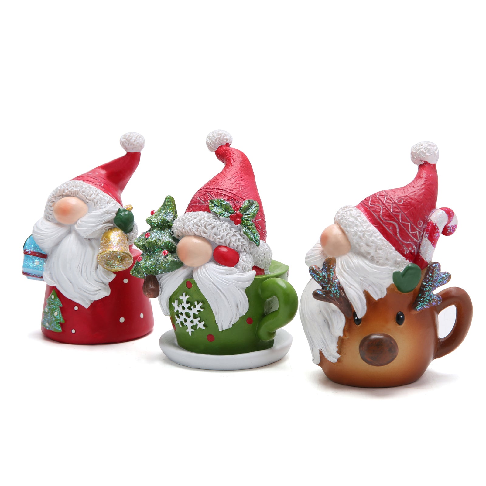 Hodao 3 PCS Teacup Christmas Elves Xmas Gnomes Decorations for Home