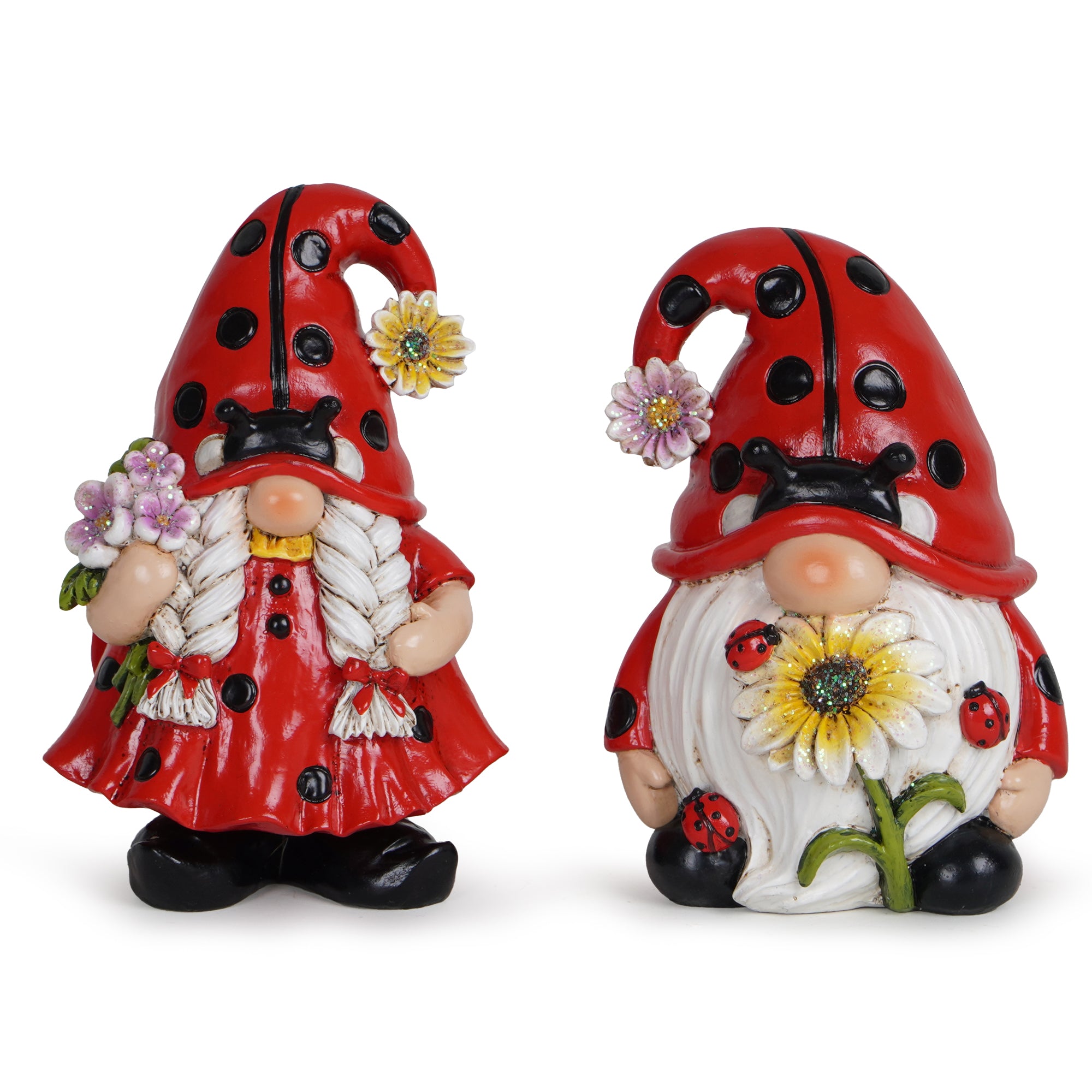 Hodao ladybug dwarfs-spring decor-summer decor-lucky symbol-interior decor-ladybug sculpture (2 pieces)