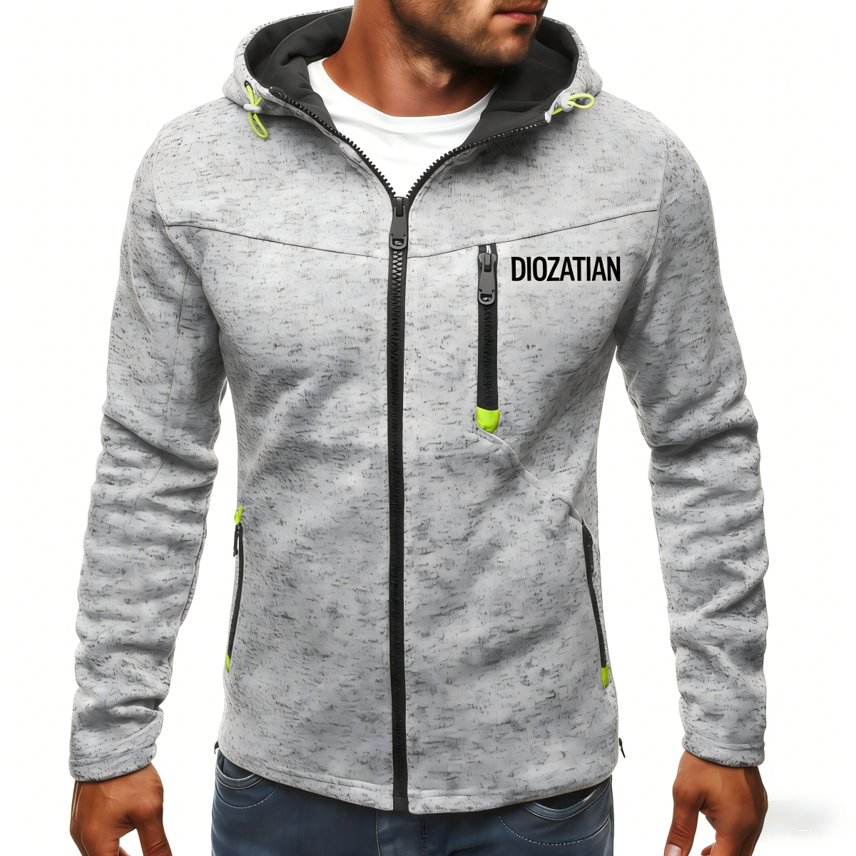 DIOZATIAN Gray S Size Hooded Athletic Jacket Track jackets- Lightweight Breathable Workout Zip-Up Sweatshirt for Men Women