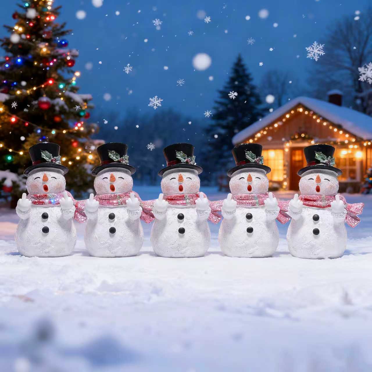 Hodao TikTok Viral Middle Finger Snowman – Naughty Christmas Decor & Funny Gag Gift for Adults