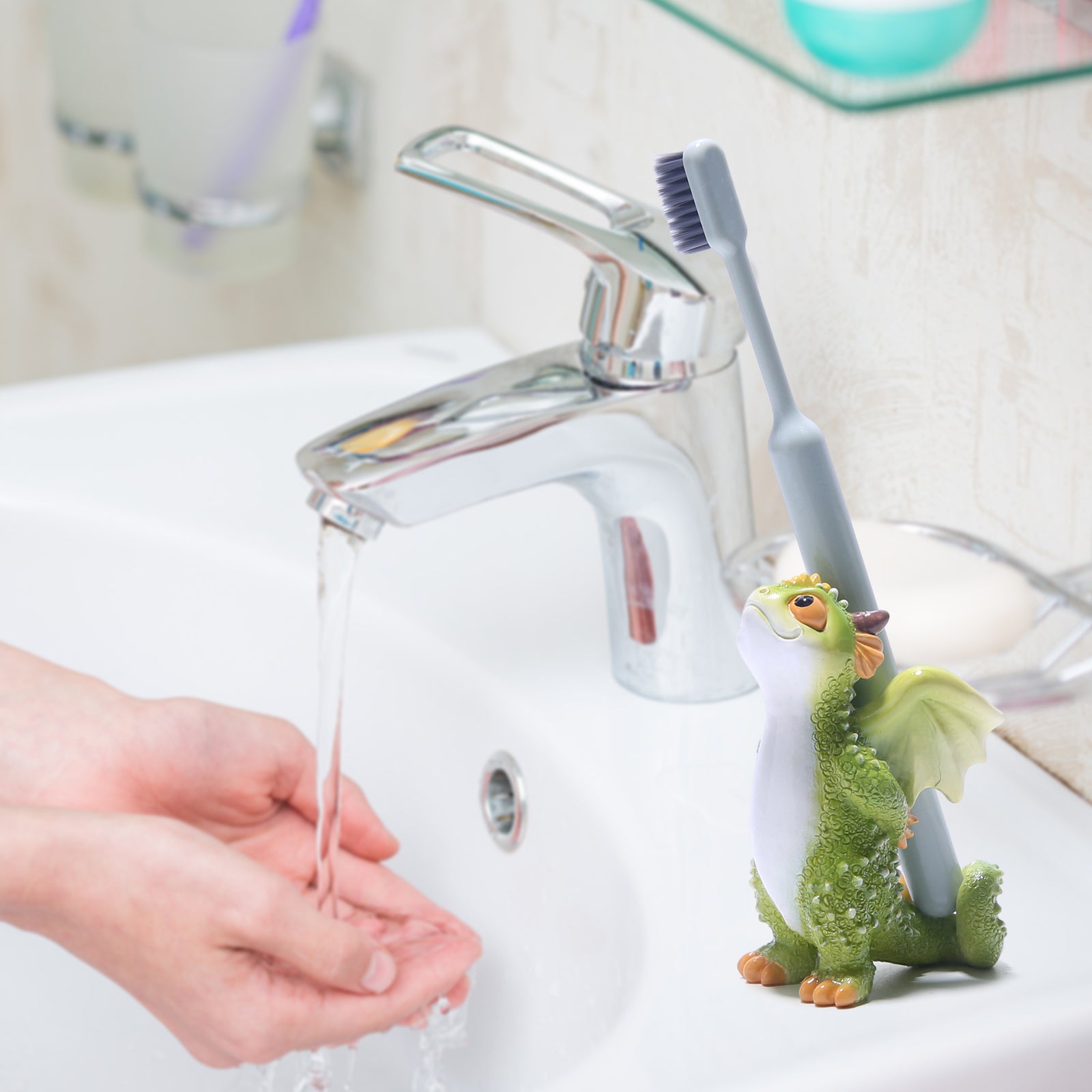 HODAO resin cute animals dinosaur toothbrush holder