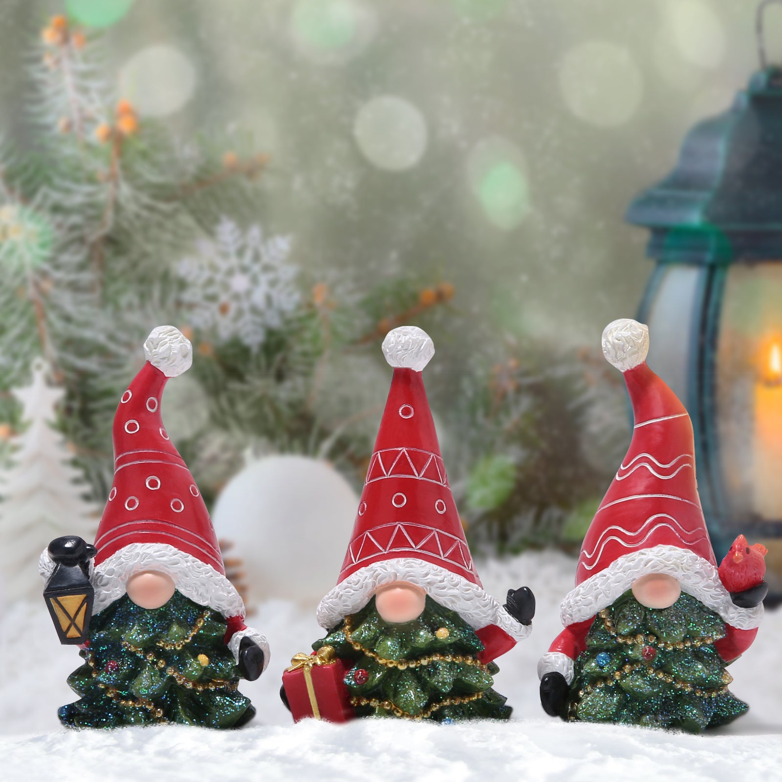 Hodao Christmas Hat Gnomes 3 PCS Xmas Tree Gnomes Decorations