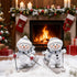 Hodao Christmas Snowman Skiing Figurines in Gray, Resin Winter Decorations for Holiday Home, Neutral Tabletop Ornaments, Festive Mantel and Tiered Tray Accents, for Family and Friends