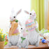 Hodao Easter Bunny Family Figurine Decoration, Pastel Resin Rabbit Statue with Carrot, Easter Egg and Flower, Spring Tabletop Decor for Home Shelf Mantel Gift