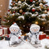 Hodao Christmas Snowman Skiing Figurines in Gray, Resin Winter Decorations for Holiday Home, Neutral Tabletop Ornaments, Festive Mantel and Tiered Tray Accents, for Family and Friends