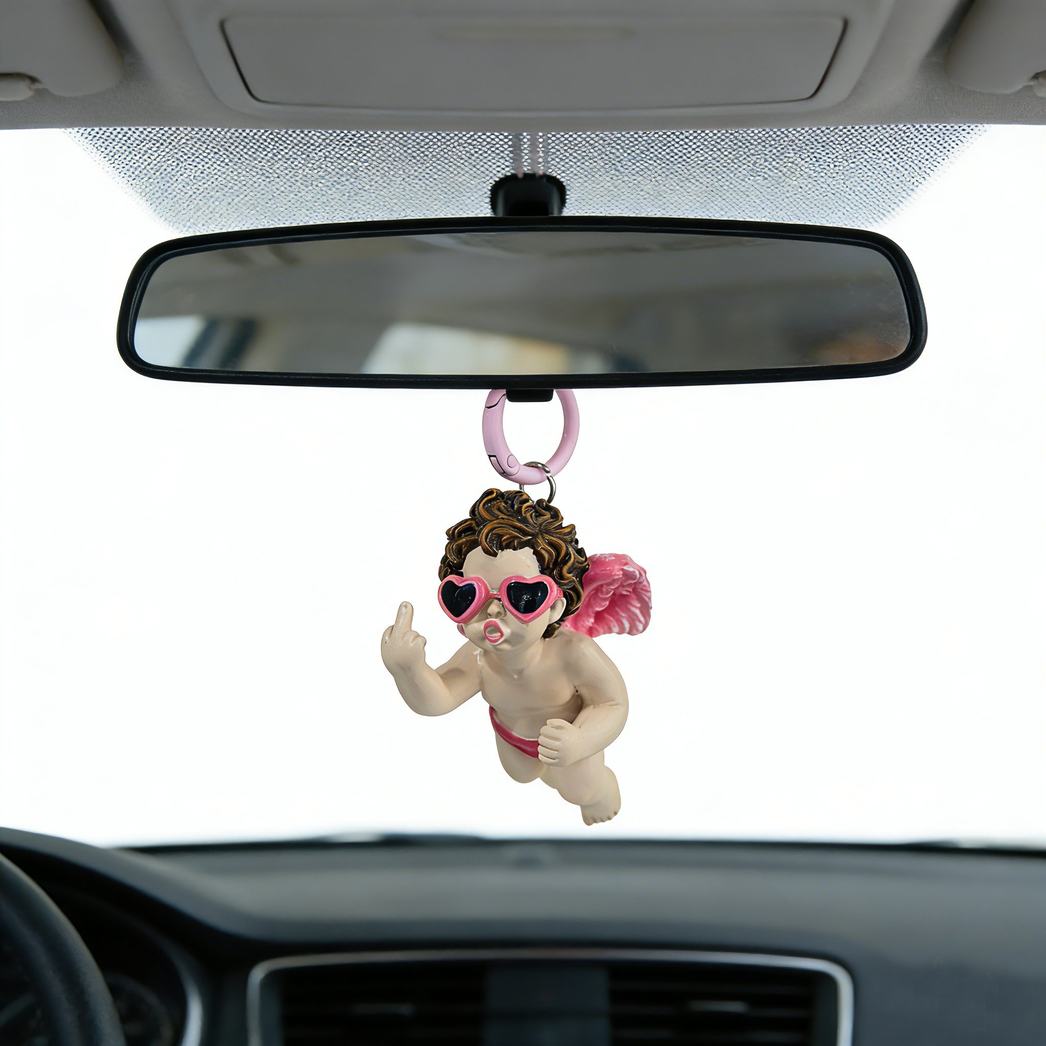 Cheeky Cupid Angel Keychain – Funny Rebel Cherub Pendant with Heart Sunglasses, Creative Statement Accessory for Bags, Keys & Gifts