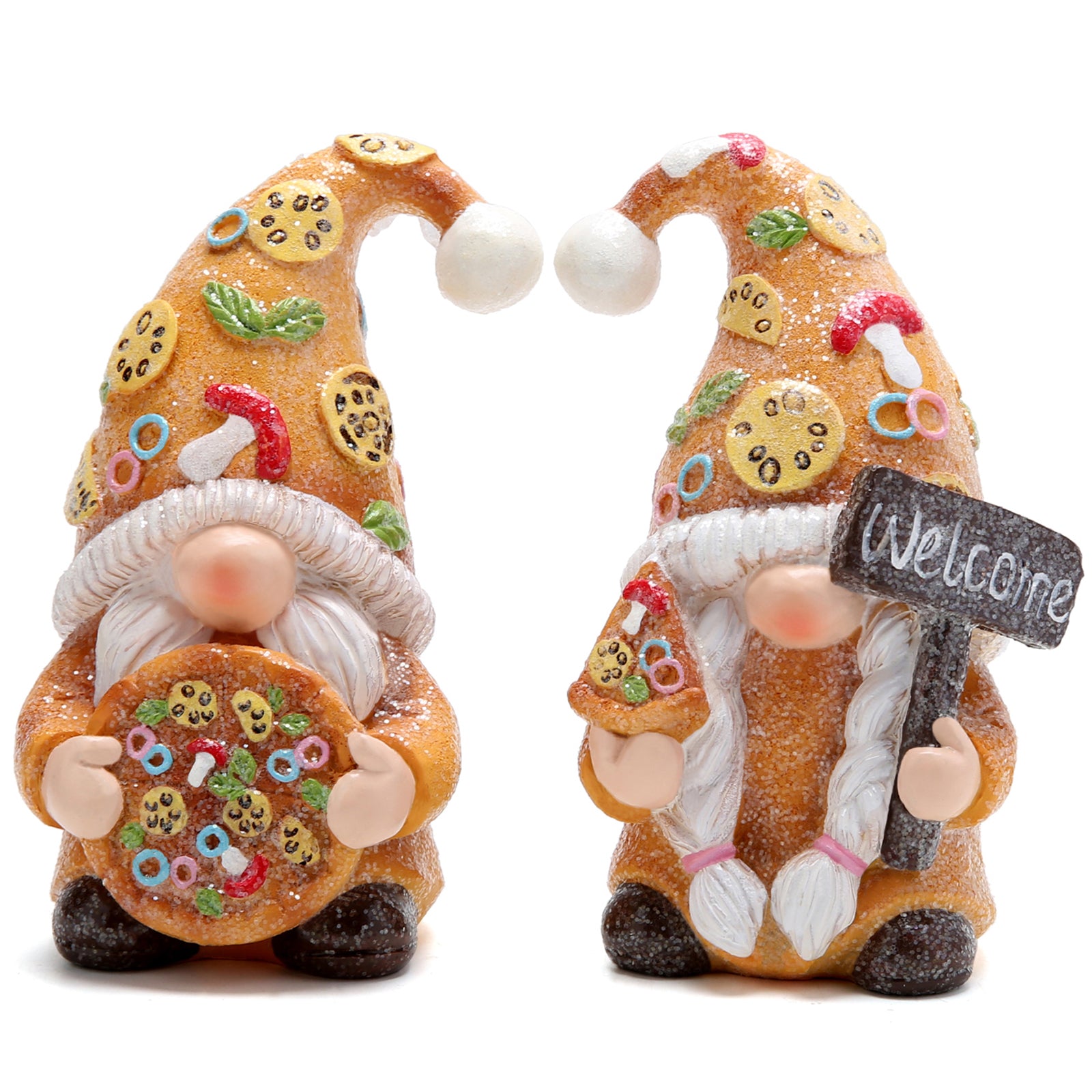 Hodao Pizza Gnomes Figurines Family Party Decor for Home