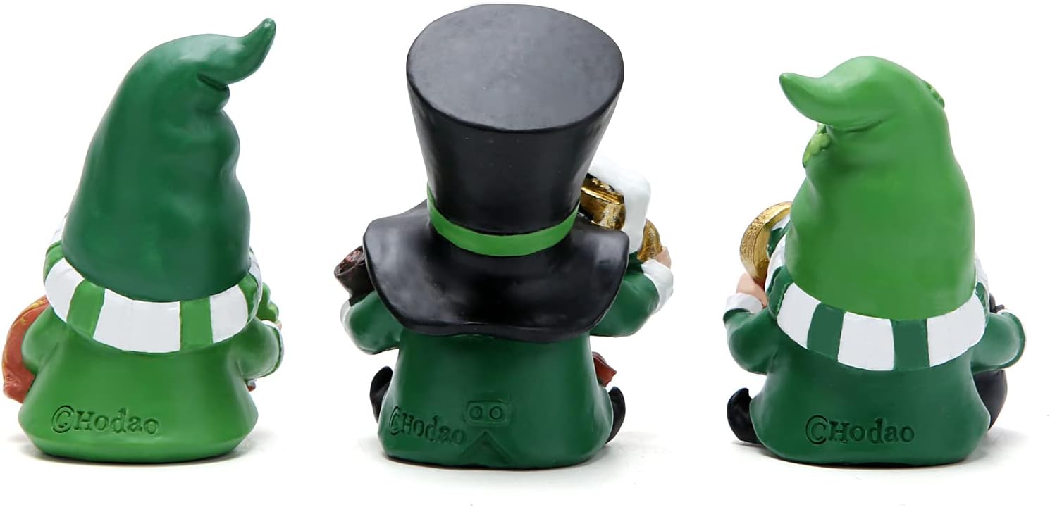 Hodao 3 PCS St Patricks Day Gnome Decorations Beard Elf for St Patrick's Day Decor Home Table Ornament Decor Dwarf Figurines for St. Patricks Day Gifts Green Irish Handmade Gnome Decoration