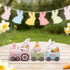 Hodao Easter Bunny Train Figurine – Pastel Pink Locomotive with Wood-Plank Carts, Chick-in-Egg & Bunny Basket Scene, Spring Tabletop Decor for Mantel, Shelf & Tiered Tray, Giftable Easter Accent