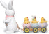 Hodao Easter Bunny Pulling Cart Figurine – Rabbit with Chicks in Painted Egg Wagon, Spring Tabletop Decor for Mantel & Tiered Tray, Giftable with “Happy Easter” Box Packaging