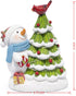 Hodao Christmas Tree Figurine Decorations — Lighted Hand-Painted Resin Snowman with Cardinal, Tabletop Decor for Family or Friends | Mantel, Shelf, Living Room Display