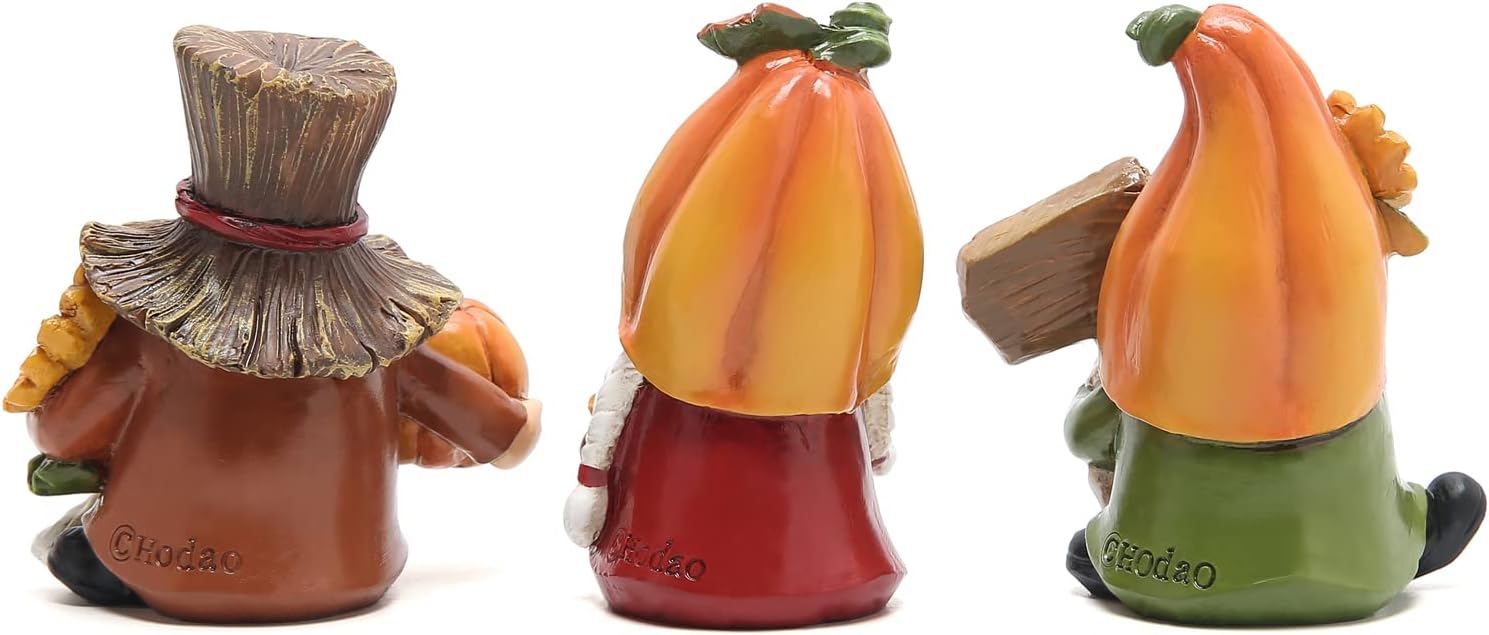 Hodao 3pcs Fall Thanksgiving Pumpkin Gnomes Decorations