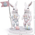 Hodao Astronaut Bunny Figurines – Space Easter Rabbit Decor with Flag & Moon Base, Cute Spring Tabletop Statue for Desk, Shelf & Nursery, Giftable Collectible Home Accent