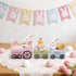 Hodao Easter Bunny Train Figurine – Pastel Pink Locomotive with Wood-Plank Carts, Chick-in-Egg & Bunny Basket Scene, Spring Tabletop Decor for Mantel, Shelf & Tiered Tray, Giftable Easter Accent
