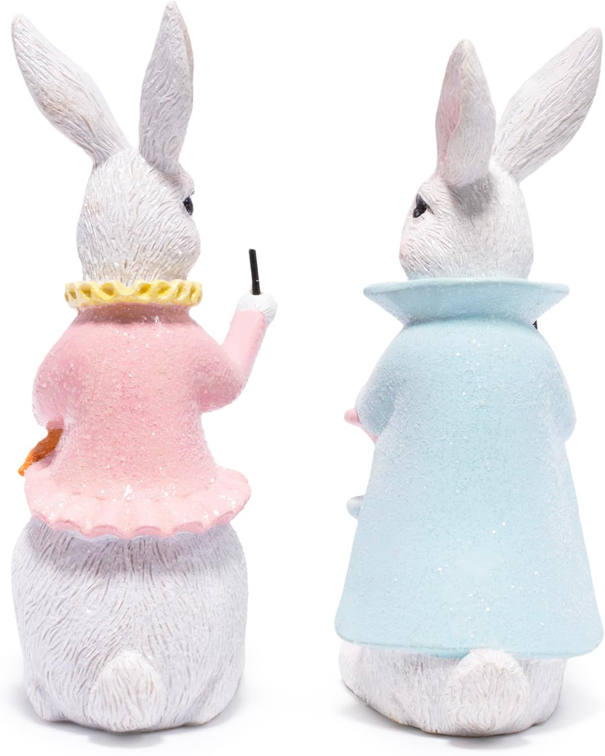 Hodao Easter Bunny Figurines Set of 2 – Gentleman Rabbit Pair with Pastel Coats & Spring Props, Cute Tabletop Decor for Mantel, Shelf & Tiered Tray, Giftable Easter Home Accent