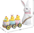 Hodao Easter Bunny Pulling Cart Figurine – Rabbit with Chicks in Painted Egg Wagon, Spring Tabletop Decor for Mantel & Tiered Tray, Giftable with “Happy Easter” Box Packaging